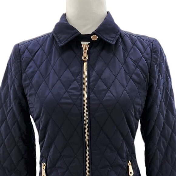 Massimo Dutti Black Quilted Zipper Jacket Womens Small - Picture 2 of 10